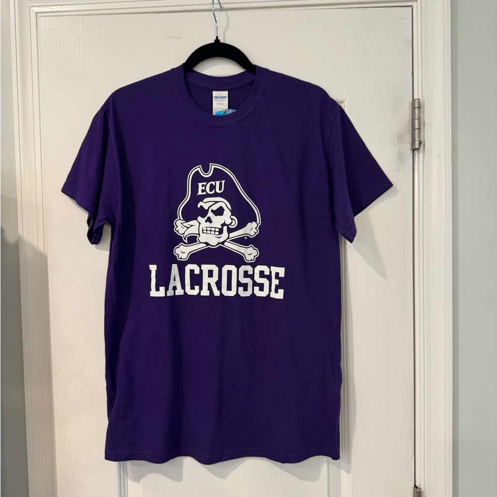 Gildan Purple Heavy Cotton T-Shirt East Carolina University Lacrosse NWT